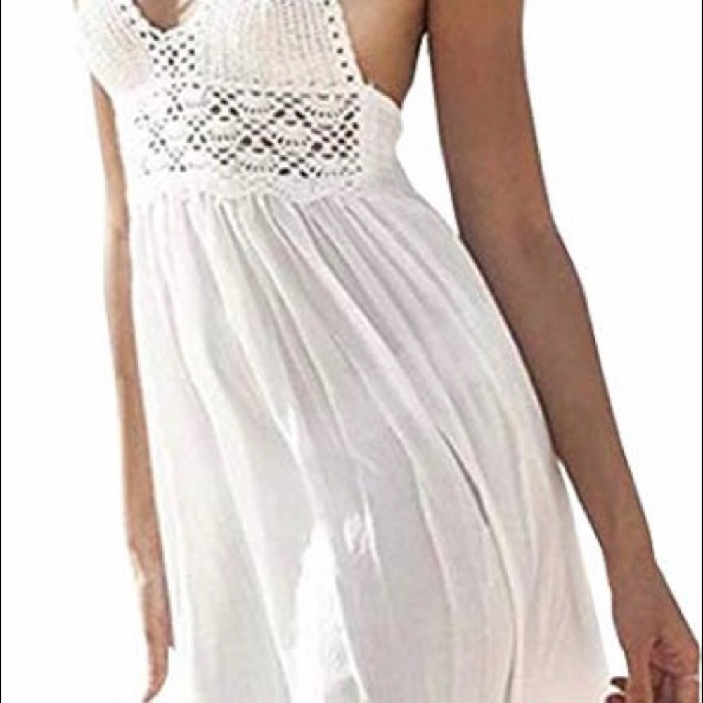 Crochet Backless Bohemian Halter Maxi Long Dress